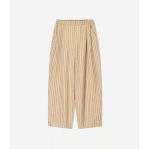 Bershka Women's Tan Pinstripe Wide Leg Pleated Size 2